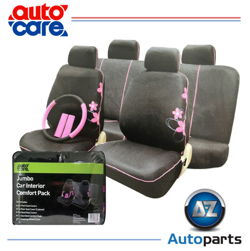 Black pink flowers car seat - car,