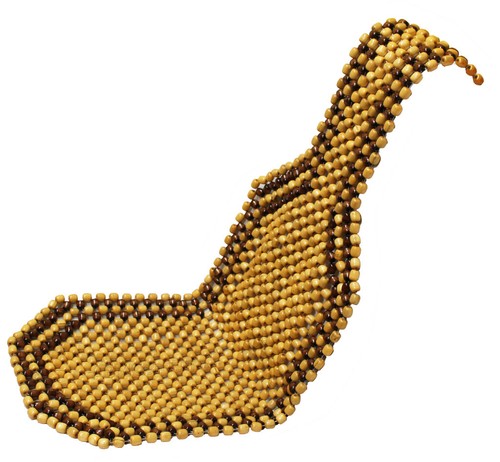 Brown wooden bead - brown, beaded